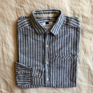 Topman Striped Twill Long-Sleeve Button-Down Shirt